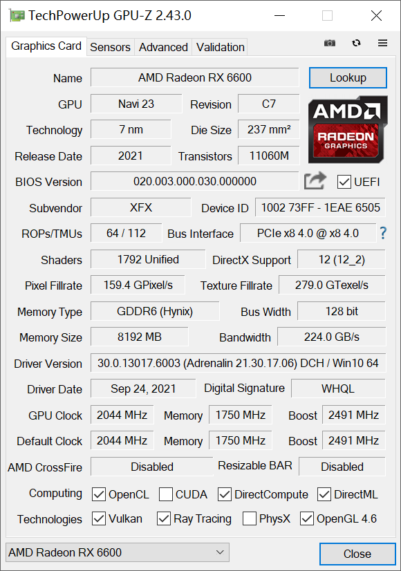 黑狼出击,战力非凡——讯景Radeon RX 6600 8GB黑狼版