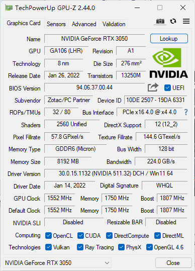 索泰RTX3050显卡首发评测:1080P下的神卡,2K60帧勉强能战