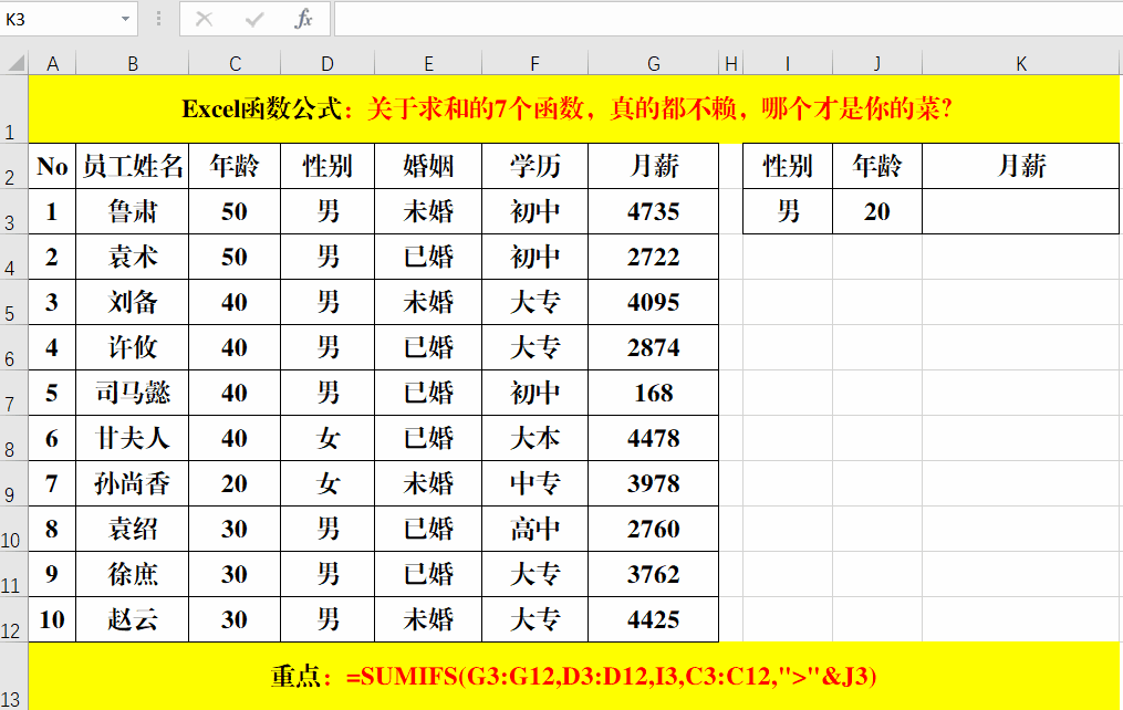 关于求和的7个函数,真的都不赖,哪个才是你的菜?