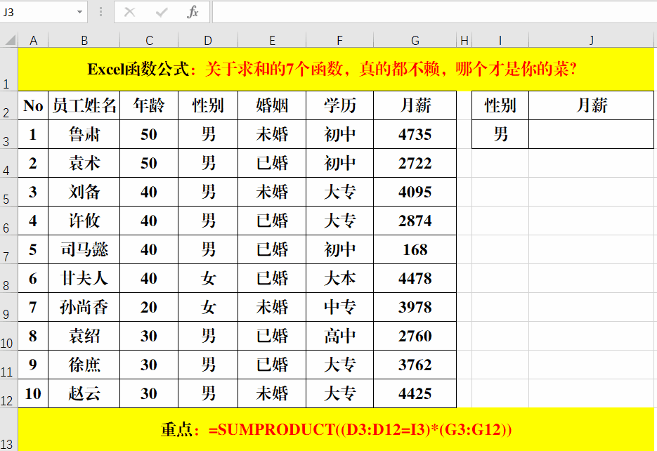 关于求和的7个函数,真的都不赖,哪个才是你的菜?