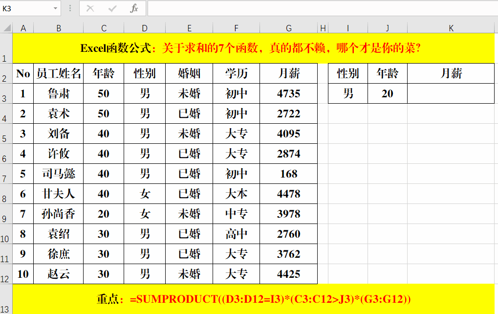 关于求和的7个函数,真的都不赖,哪个才是你的菜?
