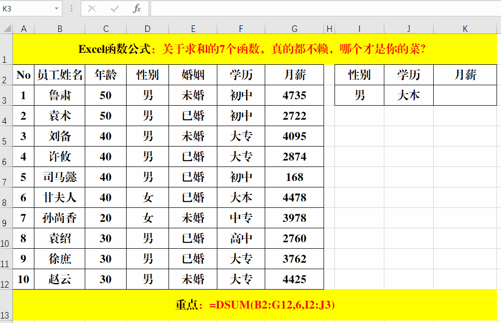 关于求和的7个函数,真的都不赖,哪个才是你的菜?