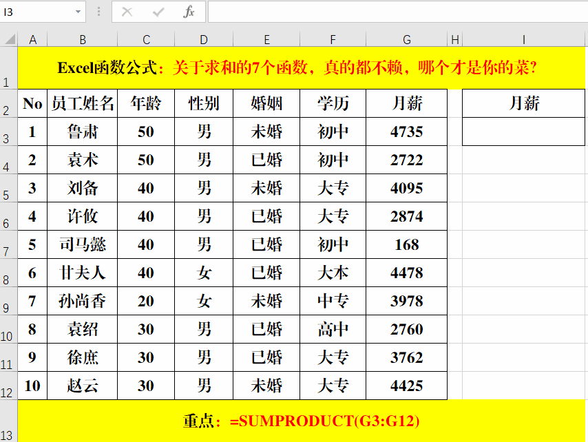 关于求和的7个函数,真的都不赖,哪个才是你的菜?