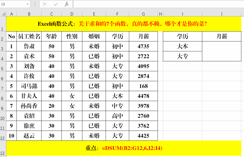 关于求和的7个函数,真的都不赖,哪个才是你的菜?
