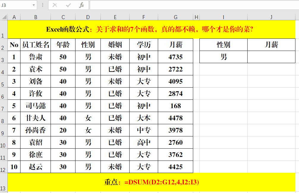 关于求和的7个函数,真的都不赖,哪个才是你的菜?