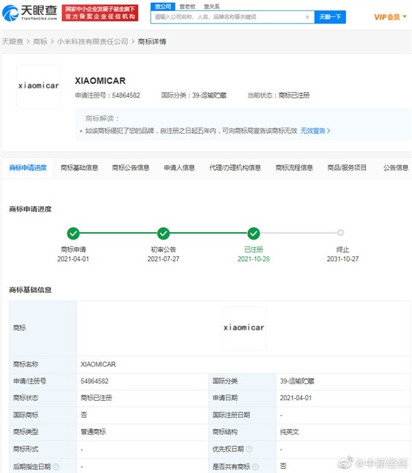 小米汽车敲定量产时间,已有多个商标获批