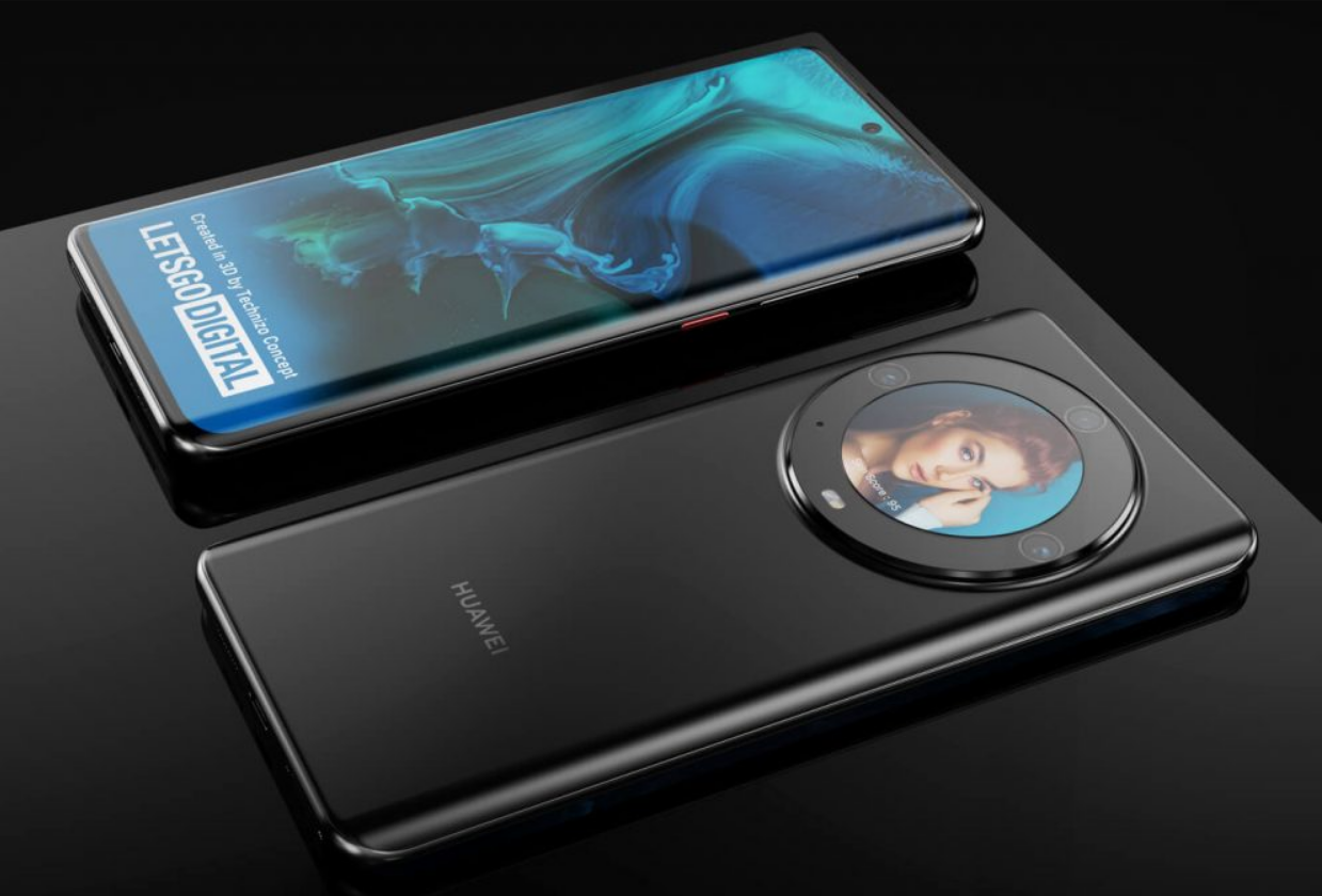 华为Mate50Pro渲染图,3D摄像头+5000mAh,配备圆形副屏外观独特