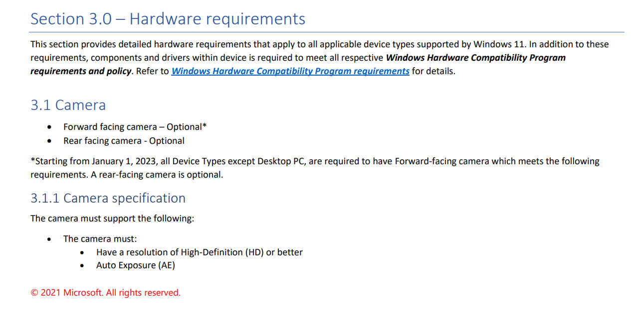 Win11 对笔记本提出要求，2023 年起必须配备指定规格的摄像头