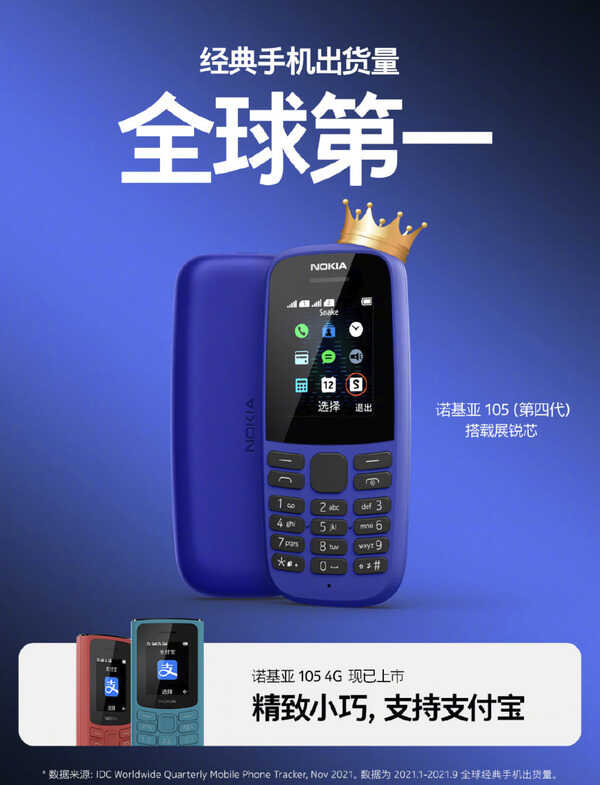 129元不来一台?诺基亚105获全球功能机出货量第一