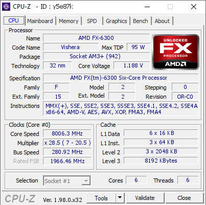 发布9年后 AMD推土机架构FX-6300处理器超频首破8GHz