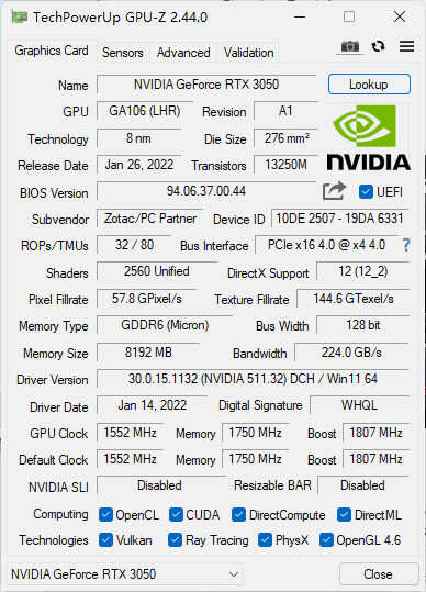 索泰RTX3050显卡首发评测：1080P下的神卡，2K60帧勉强能战