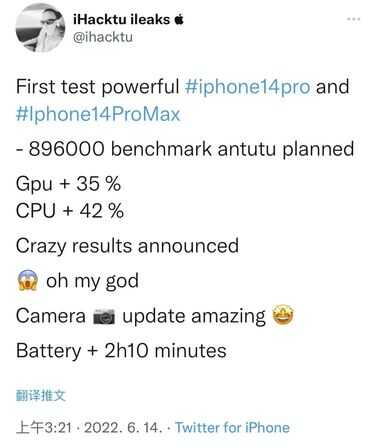 iPhone 14 Pro 性能跑分曝光,紫色款渲染图来了