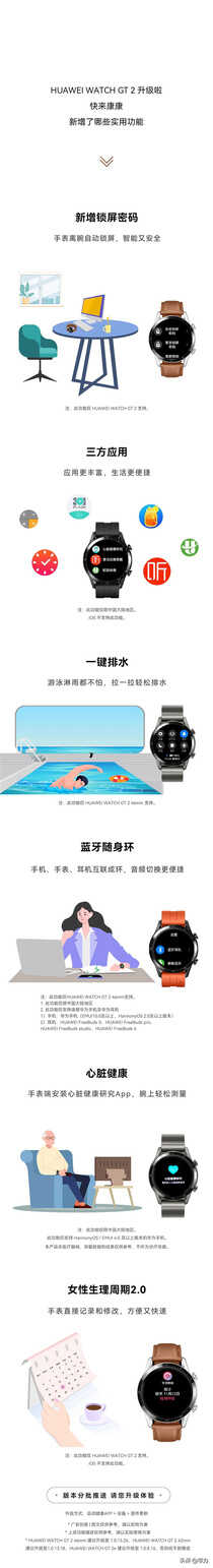 华为 WATCH GT 2 手表迎系统升级：新增一键排水、锁屏密码等功能