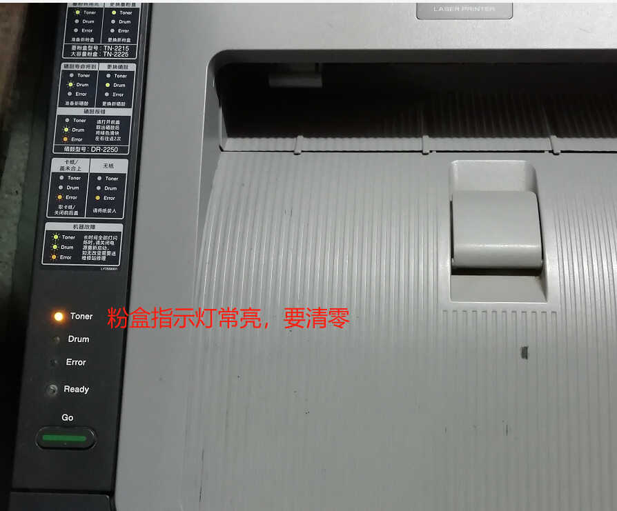 兄弟打印机2240,Toner灯常亮,粉盒清零。我的操作打几分