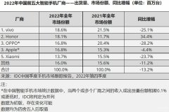 国产手机品牌排行榜（中国手机TOP5品牌确定）