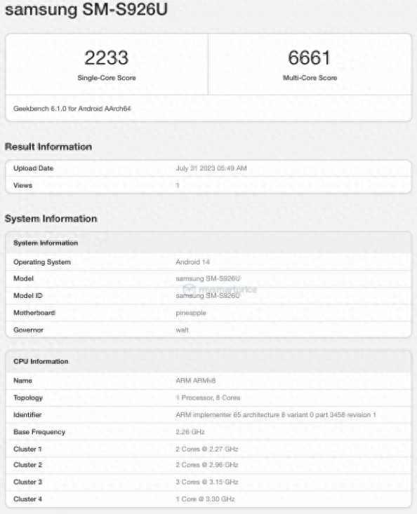 高通骁龙8 Gen 3旗舰芯片首个跑分出炉，多核超6600提升明显