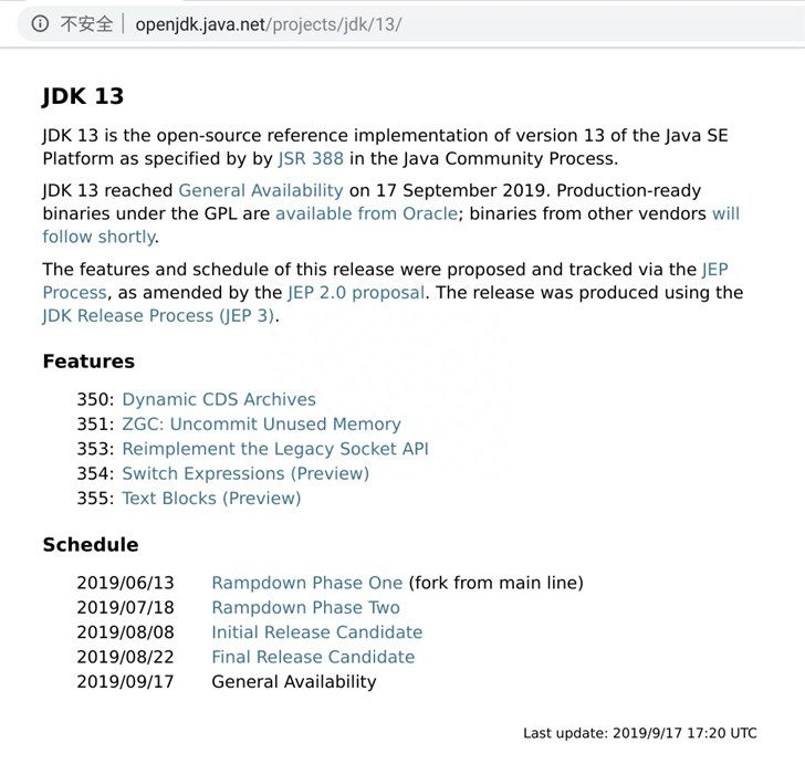Java官网发布JDK/Java 13正式版 几大新特性介绍