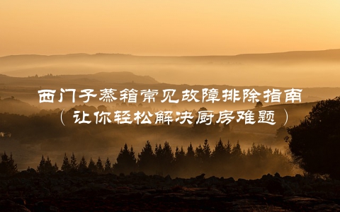 西门子蒸箱常见故障排除指南（让你轻松解决厨房难题）