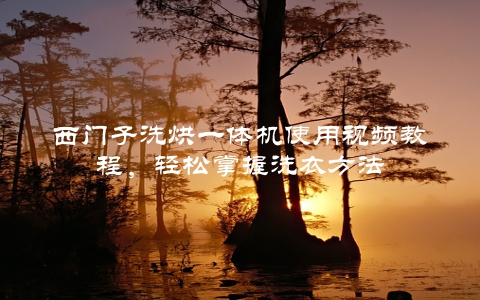 西门子洗烘一体机使用视频教程，轻松掌握洗衣方法