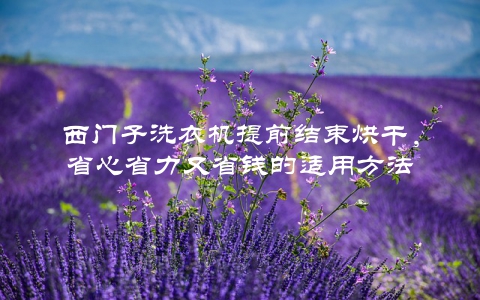 西门子洗衣机提前结束烘干，省心省力又省钱的适用方法