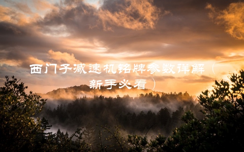 西门子减速机铭牌参数详解（新手必看）