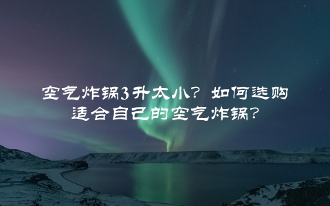 空气炸锅3升太小？如何选购适合自己的空气炸锅？