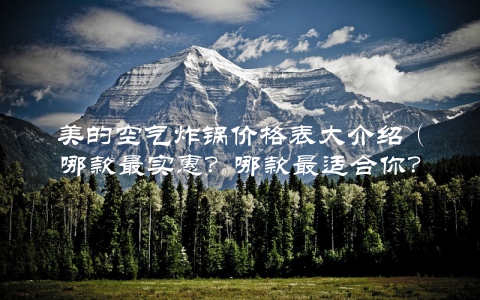 美的空气炸锅价格表大介绍（哪款最实惠？哪款最适合你？）