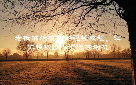 老板油烟机拆卸视频教程，让你轻松DIY清洗油烟机