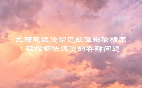 九阳电饭煲常见故障排除指南（轻松解决饭煲的各种问题）
