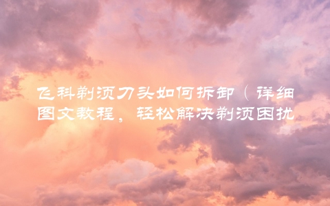 飞科剃须刀头如何拆卸(详细图文教程,轻松解决剃须困扰)