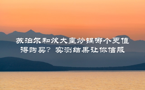 苏泊尔和炊大皇炒锅哪个更值得购买?实测结果让你信服