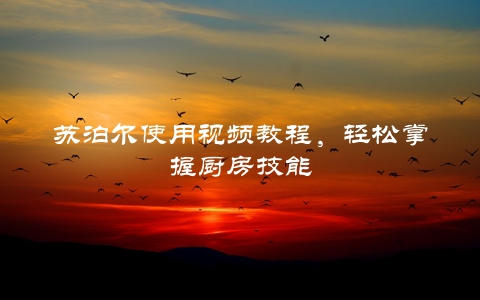 苏泊尔使用视频教程，轻松掌握厨房技能