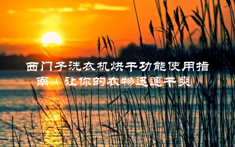西门子洗衣机烘干功能使用指南（让你的衣物迅速干爽）