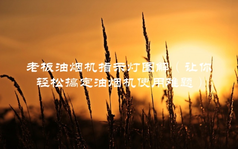 老板油烟机指示灯图解（让你轻松搞定油烟机使用难题）