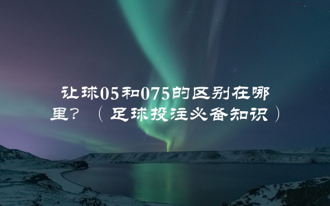 让球05和075的区别在哪里？（足球投注必备知识）