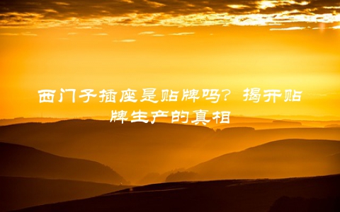 西门子插座是贴牌吗？揭开贴牌生产的真相