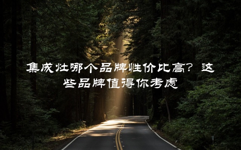 集成灶哪个品牌性价比高？这些品牌值得你考虑