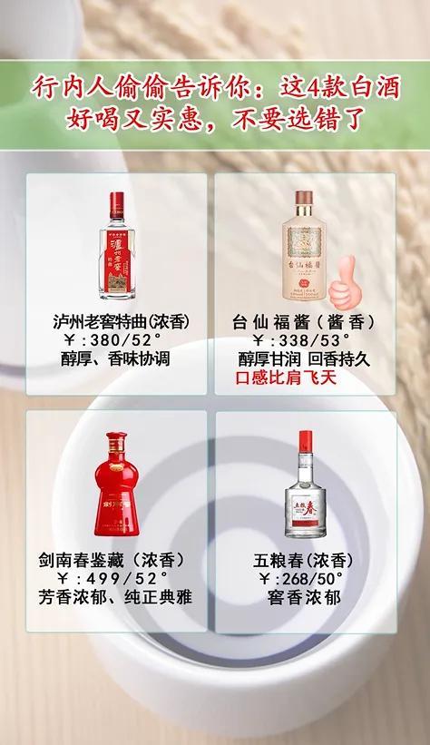 行内人偷偷告诉你：这4款白酒好喝又实惠，不要选错了
