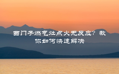 西门子燃气灶点火无反应？教你如何快速解决