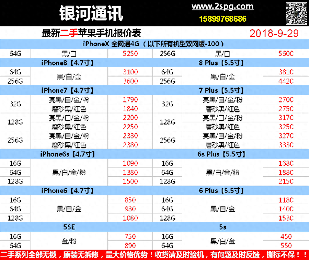 最新二手苹果手机iPhone/iPad平板行情报价