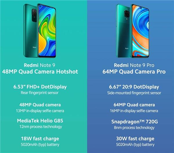 Redmi Note 9/Note 9 Pro发布:前者配Helio G85处理器