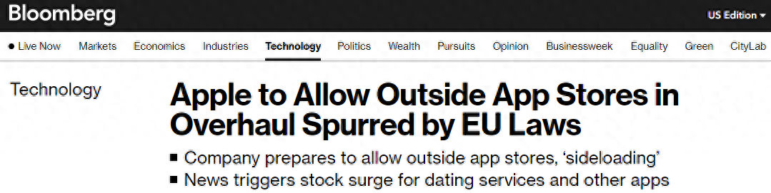 苹果或将允许用户从外部应用商店下载软件