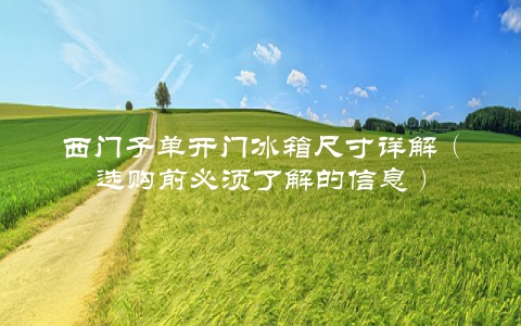 西门子单开门冰箱尺寸详解（选购前必须了解的信息）