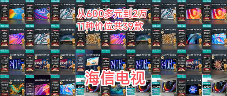 各种预算都是够，从600多元到2万，11种价位共39款海信电视