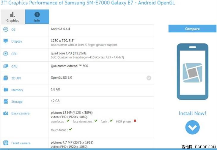 Galaxy E7参数曝光 或为三星E系列开端
