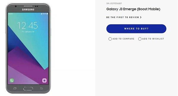 三星入门机Galaxy J3 Emerge发布：内存容量罕见