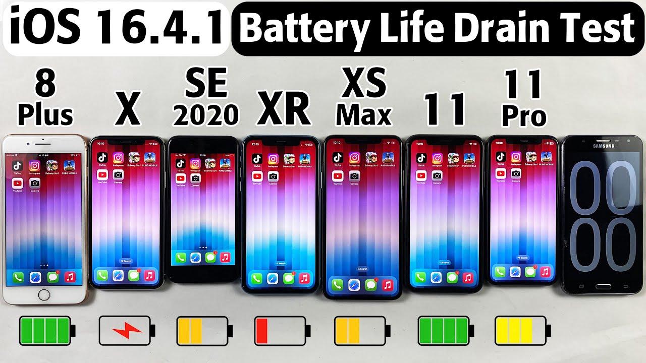 7部iPhone续航实测，升级iOS16.4.1，iPhone11第三，iPhone8+垫底