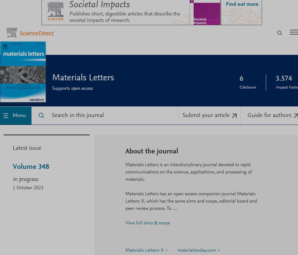 MATER LETT影响因子，是几区，是不是预警期刊