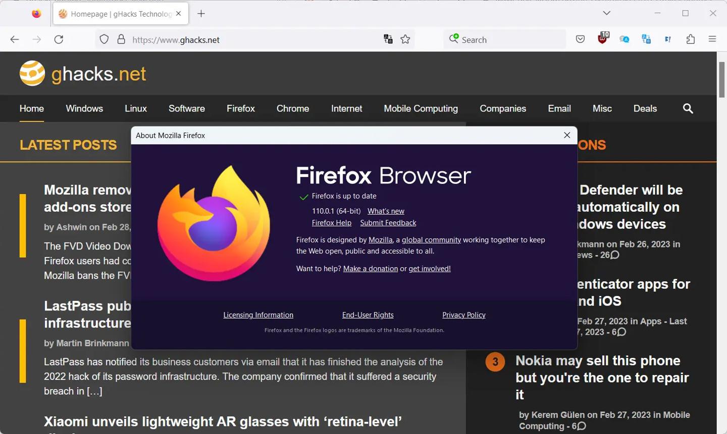 火狐浏览器Firefox 110.0.1发布,修复了安全和崩溃问题