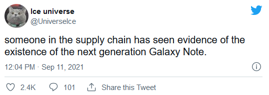 三星Galaxy Note 22仍可能在明年问世